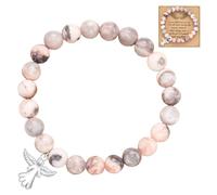 Braccialetto con cuore in pietra naturale per ragazze, con ciondolo a forma di angelo custode, braccialetto di perle rosa, pietra naturale, regalo commemorativo, regalo di condoglianze, braccialetto
