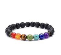 Braccialetto con diffusore di oli essenziali da 8 mm, con 7 chakra, braccialetto con perline curative regolabili, corda intrecciata per aromaterapia, equilibrio e benessere, regali per donne e uomini