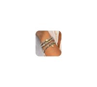 Braccialetto con fiocco da donna in oro argento con perline elasticizzati con perline a sfera e cuore braccialetti impilabili set di gioielli per le donne, One Size, Lega, Nessuna pietra preziosa
