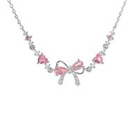 Braccialetto con fiocco in zircone Braccialetto con catena di perline regolabile con fiocco Braccialetto dell'amicizia in argento dorato Braccialetto alla moda per le donne (B, 14-17cm)