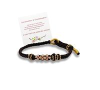 Braccialetto con fiori di pesco con scritta "To My Granddaughter A Link That Can Never Be Undone Peach Blossom Bracciale", braccialetto per nipote da nonna, braccialetti intrecciati regolabili da
