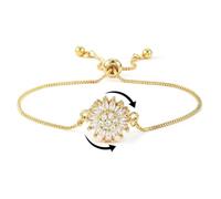 Braccialetto con girasole rotante per le donne fiori regolabili strass braccialetto fidget fiori scintillanti ansia braccialetti da polso zirconi girasoli braccialetti dichiarazione preoccupazione
