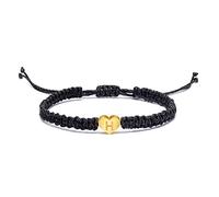 Braccialetto con lettera iniziale e cuore, con nome personalizzato con lettere dell'alfabeto, amore, cuore, corda braccialetti per donne e uomini, regalo di compleanno gioielli, Rame, Nessuna pietra