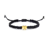 Braccialetto con lettera iniziale e cuore, con nome personalizzato con lettere dell'alfabeto, amore, cuore, corda braccialetti per donne e uomini, regalo di compleanno gioielli, Rame, Nessuna pietra