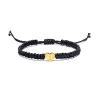 Braccialetto con lettera iniziale e cuore, con nome personalizzato con lettere dell'alfabeto, amore, cuore, corda braccialetti per donne e uomini, regalo di compleanno gioielli, Rame, Nessuna pietra