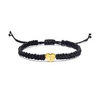 Braccialetto con lettera iniziale e cuore, con nome personalizzato con lettere dell'alfabeto, amore, cuore, corda braccialetti per donne e uomini, regalo di compleanno gioielli, Rame, Nessuna pietra