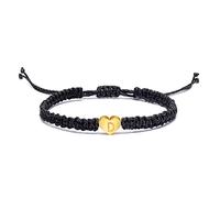 Braccialetto con lettera iniziale e cuore, con nome personalizzato con lettere dell'alfabeto, amore, cuore, corda braccialetti per donne e uomini, regalo di compleanno gioielli, Rame, Nessuna pietra