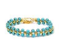Braccialetto con mini perline da 4 mm, per donne e uomini, color oro, braccialetto avvolgente con opale al quarzo, regolabile, fatto a mano, vintage, howlite