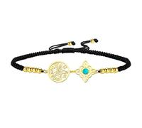 Braccialetto Con Nodo Delle Streghe Bracciale Con Tetragramma E Pentagramma Ciondolo Con Nodo Celtico E Turchese Nome Di Dio Cordino Intrecciato Regolabile Protezione Stregoneria Gioielli Pagani