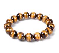 Braccialetto con occhio di tigre da 12 mm, unisex, per alleviare stress e paura, coraggio e fiducia, pietra naturale, perline di cristallo per protezione dei chakra (12 mm)