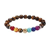 Braccialetto con perle di Chakra, pietra naturale, braccialetto elastico per yoga, gioielli da meditazione ed energia , per fidanzate, mogli, San o compleanno.