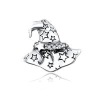 Braccialetto con perline a tema Halloween Cappello da strega con ciondolo fai da te in argento sterling 925 adatto a braccialetti Pandora, braccialetti europei con ciondoli