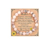 Braccialetto con perline di pietra naturale girasole per compleanno, anniversario, Ringraziamento, Natale, regali ispiratori con biglietto per messaggi per ragazze, donne, adolescenti, mamma, figlia