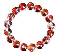 Braccialetto con perline di quarzo fantasma rosso naturale, per uomini e donne, fatto a mano, elasticizzato, idea regalo