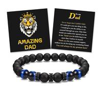 Braccialetto con perline in corda elastica con scritta in inglese "To My Son Grandson Grandson Grandson Brother Friend Dad Husband Uncle Stepdad Brother-in-Law Son-in-Law Father-in-Law Father-in-Law