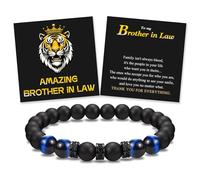 Braccialetto con perline in corda elastica con scritta in inglese "To My Son Grandson Grandson Grandson Brother Friend Dad Husband Uncle Stepdad Brother-in-Law Son-in-Law Father-in-Law Father-in-Law