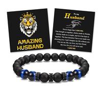 Braccialetto con perline in corda elastica con scritta in inglese "To My Son Grandson Grandson Grandson Brother Friend Dad Husband Uncle Stepdad Brother-in-Law Son-in-Law Father-in-Law Father-in-Law