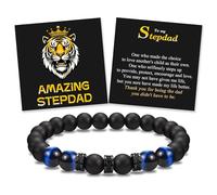 Braccialetto con perline in corda elastica con scritta in inglese "To My Son Grandson Grandson Grandson Brother Friend Dad Husband Uncle Stepdad Brother-in-Law Son-in-Law Father-in-Law Father-in-Law