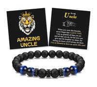 Braccialetto con perline in corda elastica con scritta in inglese "To My Son Grandson Grandson Grandson Brother Friend Dad Husband Uncle Stepdad Brother-in-Law Son-in-Law Father-in-Law Father-in-Law