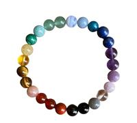 Braccialetto con perline in pietra naturale colorata da indossare con NFC Braccialetto quotidiano per donne uomini e adolescenti elastico e stimolante orecchino nappa, length-20cm, Poliestere
