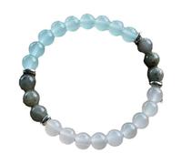 Braccialetto con perline in pietra verde da 19,8 cm, per donne e uomini, pietra naturale per lo stress, infuso con Feng Shui cinese, Attract & Luck Ygj630, 6x8x2cm, Cristallo