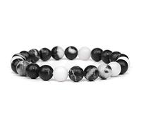 Braccialetto con pietra naturale citrini, ametiste, occhio di tigre da 8 mm, per uomini e donne, quarzo 35, zebrato nero, 19 cm