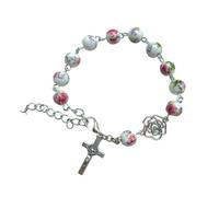 Braccialetto con rosario cattolico fatto a mano, con perline rotonde e ciondolo a forma di croce, gioiello religioso per preghiera, uso quotidiano, regalo spirituale, 8MM 9cm 18cm 5cm1.2*2.2cm 2.0