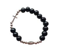 Braccialetto con rosario con croce cattolica, vintage, elastico, con catena di perline, per battesimo, rosario, braccialetto da polso per uomo e donna, gioiello regalo