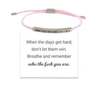 Braccialetto con scritta "Don't Let the Hard Days Win", con motivo a tubo B, regolabile, intrecciato a mano, con biglietto, idea regalo per donne e ragazze, 1pcs, Pietra, Agata