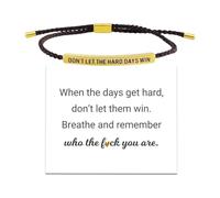 Braccialetto con scritta "Don't Let the Hard Days Win", con motivo a tubo B, regolabile, intrecciato a mano, con biglietto, idea regalo per donne e ragazze, 1pcs, Pietra, Agata