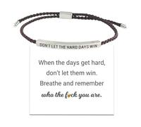 Braccialetto con scritta "Don't Let The Hard Days Win" per donne e uomini, intrecciato a mano, regolabile, in acciaio inox, regalo ispiratore per mia figlia/migliore amica, gioielli da donna, 1pcs