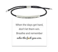 Braccialetto con scritta "Don't Let The Hard Days Win" per donne e uomini, intrecciato a mano, regolabile, in acciaio inox, regalo ispiratore per mia figlia/migliore amica, gioielli da donna, 1pcs