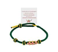Braccialetto con scritta "To My Granddaughter" di Nana "A Link That Can Never Be Undone", braccialetto intrecciato con fiori di pesco, regalo per nipote, Small, Nylon, Nessuna pietra preziosa
