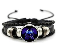 Braccialetto con segni zodiacali spirituali, braccialetto Z-odiac per donne e uomini, regolabile con 12 costellazioni, braccialetti multistrato in pelle nera per donne e uomini, gioielli di compleanno