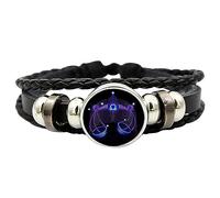 Braccialetto con segno zodiacale e simbolo zodiacale, con 12 zodiacali e costellazione, braccialetto luminoso in pelle ecologica in poliuretano, unisex, con segno costellativo, bracciale per