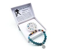 Braccialetto con segno zodiacale, in confezione regalo, protezione fortuna, amore, energia, acquamarina, 18 cm