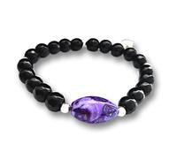 Braccialetto con sfere di cristallo, argento e agata striata