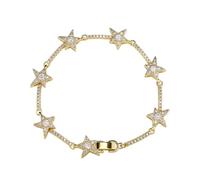 Braccialetto con stelle per le donne, Braccialetto con stelle di cristallo, Catena impilabile con zirconi, Gioielli per il corpo ipoallergenici, Regalo carino e alla moda