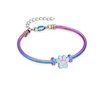 Braccialetto con urna a forma di zampa per ceneri di cristallo per cremazione gioielli in acciaio inox ciondolo per ceneri regolabile commemorativo animale domestico cenere umano braccialetto ricordo
