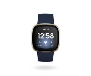 Braccialetto connesso Fitbit Versa 3 AMOLED 40 mm GPS - Oro e Blu notte - Nouvo