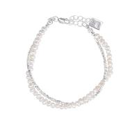 Braccialetto coreano di lusso con perle e chip d'argento, gioielli da donna a strati, unico e minimalista, da indossare tutti i giorni e come regalo