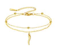 Braccialetto Cornicello in corno italiano, con terzo occhio del diavolo, portafortuna, protezione peperoncino, talismano, gioiello regalo per donne e uomini, Regolabile, Acciaio inossidabile, Non