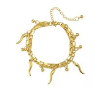 Braccialetto Cornicello in corno italiano, con terzo occhio del diavolo, portafortuna, protezione peperoncino, talismano, gioiello regalo per donne e uomini, Regolabile, Acciaio inossidabile, Non