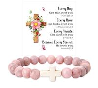 Braccialetto cristiano da donna, regali cattolici, braccialetti religiosi, croce basati sulla fede, accessori per la Bibbia spirituale, regalo di Natale, compleanno, San Valentino, regalo floreale per