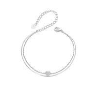Braccialetto Cuore Scintillante a doppio Strato, Braccialetto in Argento Sterling 925 per le Donne