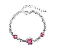 Braccialetto da donna alla moda con cuore, braccialetto da polso per ragazze, accessori per le vacanze, orecchini con fiori e perline, Misura unica, Metallo, Nessuna pietra preziosa