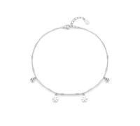 Braccialetto da donna con ciondolo a forma di fiore e perline, in oro bianco, gioiello delicato, 16+5CM, Platino 950, Nessuna pietra preziosa