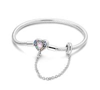 Braccialetto da donna con ciondolo a forma di serpente con chiusura a forma di cuore, in argento Sterling, con ciondolo a forma di serpente, da viaggio, con catena in filigrana, compatibile con