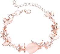 Braccialetto da donna con foglie intarsiate in opale artificiale, regalo per feste, gioielli regalo per laurea, amicizia, regalo di lunga durata