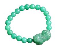 Braccialetto da donna con mascotte di avventurina naturale, con perline intagliate a mano, elastico, con cristalli per prosperità e buona fortuna, 8MM, Pietra, Non pietra preziosa